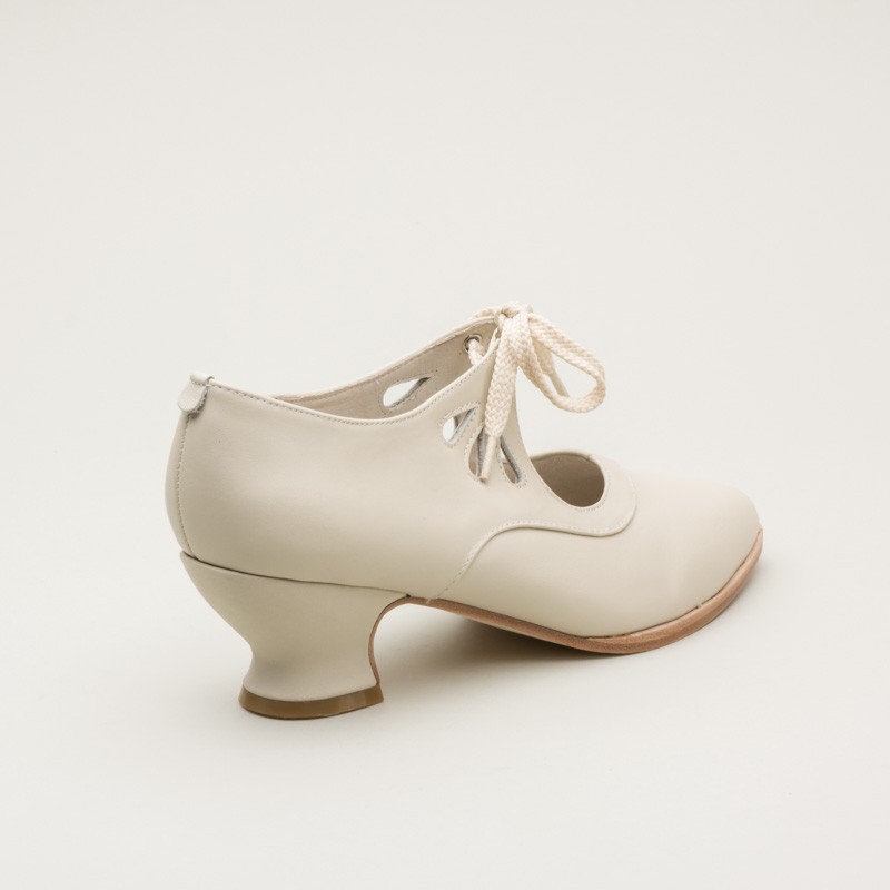 American Duchess : Gibson Edwardian Leather Shoes (Ivory)(1900-1925)