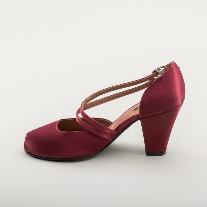 American Duchess : Zella 1940s Duo-Strap Sandals (Cranberry)